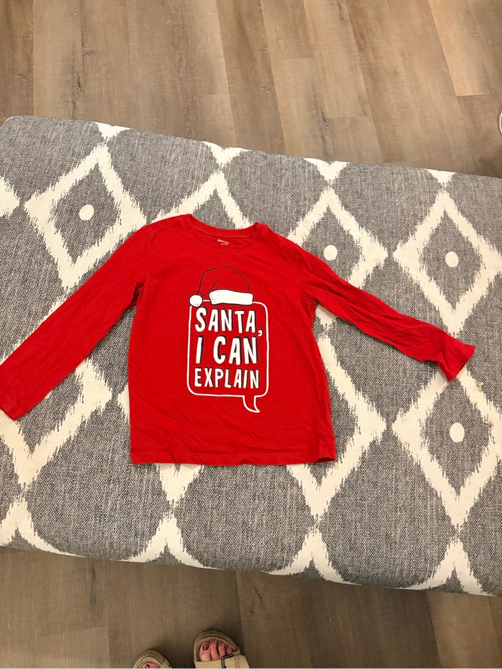 Carter's Red Long-Sleeve Tee with 'Santa, I Can Explain' Graphic